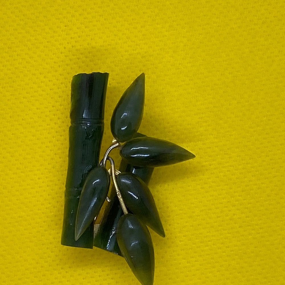 Vintage Jade bamboo brooch